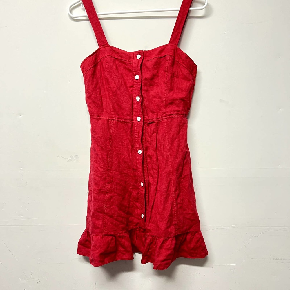 Zara women dress mini red button up Large